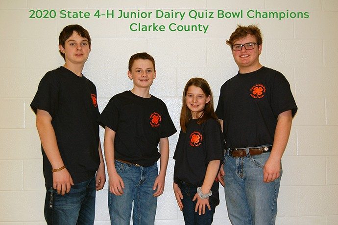 2020 State 4-H Junior Dairy Quiz Bowl Champions - Clarke County